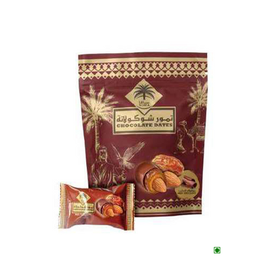 A bag of Siafa Dates Milk Chocolate With Almond 100g from the Siafa Dates brand.