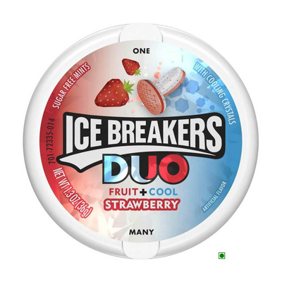 Ice Breakers Duo Fruit and Cool Strawberry 36g by Hershey's is a refreshing treat that combines the flavors of duo fruit and cool strawberry. These sugar-free mints are perfect for freshening your breath on-the-go.