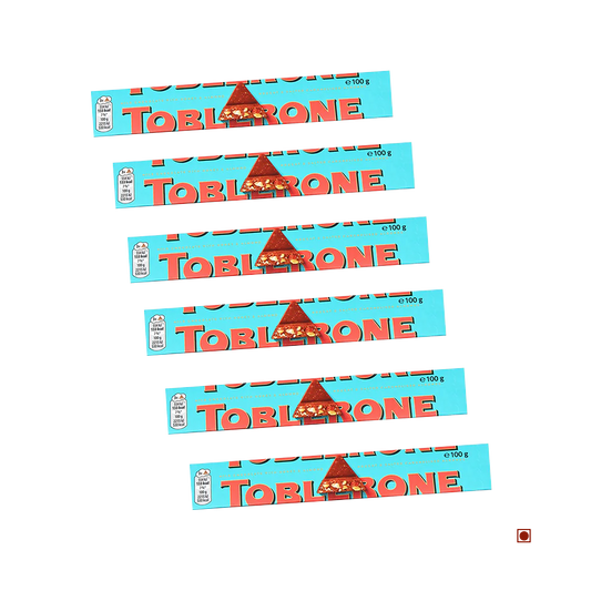 Toblerone Milk Chocolate with Crunchy Almonds Pack of 6 (100g X 6) 600g