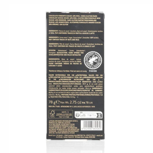 Venchi 60% Dark Chocolate Bar 78G