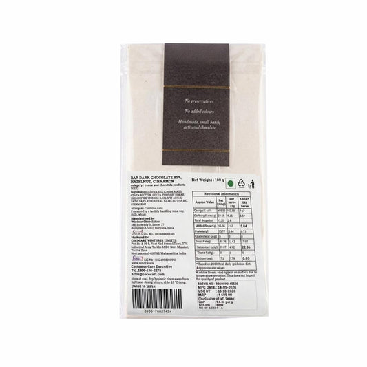 Rhine Valley 85% Dark Hazelnut & Cinnamon 100g