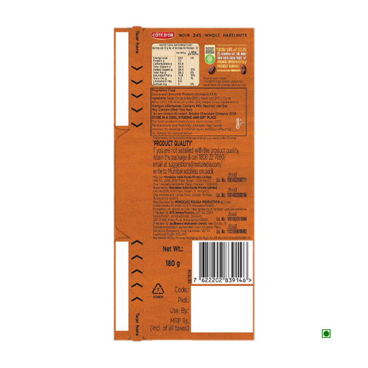 COTE DOR TABLET DARK HAZELNUT 180G