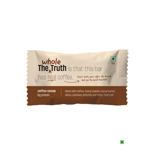 French café-style The Whole Truth Coffee Cocoa Protein Bar 55g.