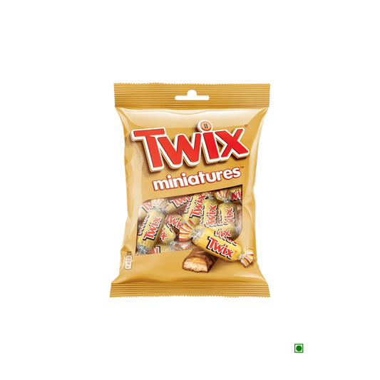 A bag of Twix Miniatures 150g on a white background.