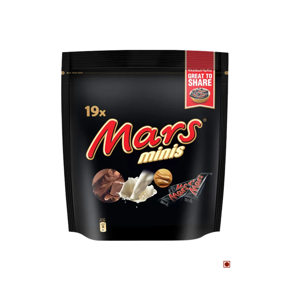 Mars Minis 250g with chocolate and peanuts.