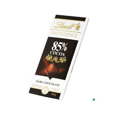 Lindt Excellence 85% Cocoa Bar 100g dark chocolate bar.