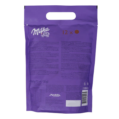 A purple Milka Choco Wafer Pouch 360g with a purple label on it.