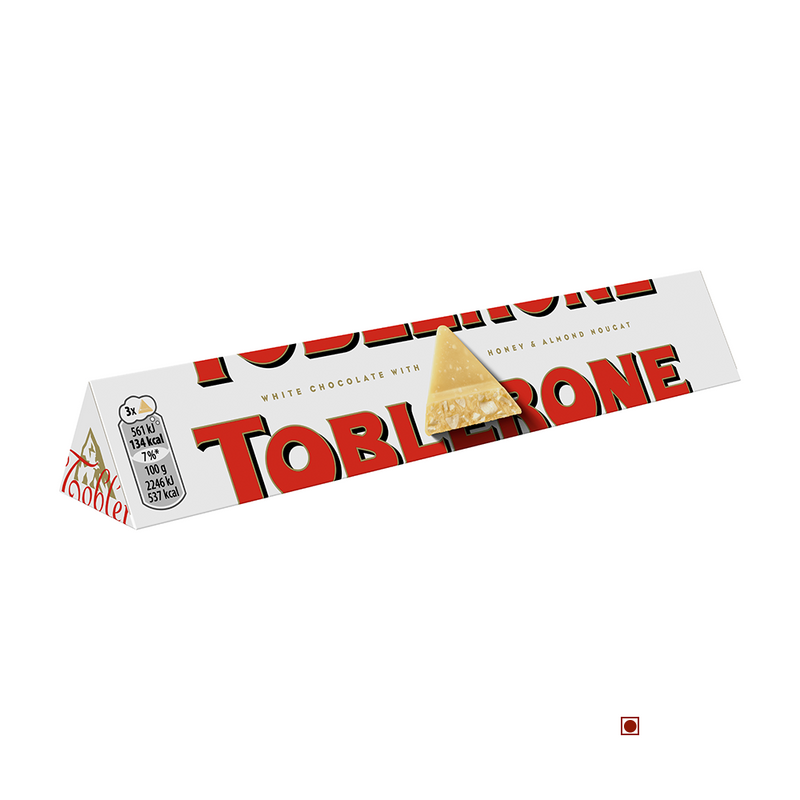 A Toblerone White Bar 100g on a white background.