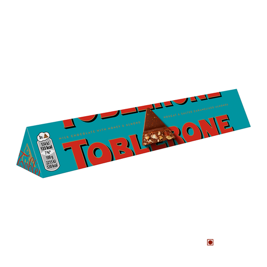 A box of Toblerone Crunchy Almonds Bar 360g on a white background.