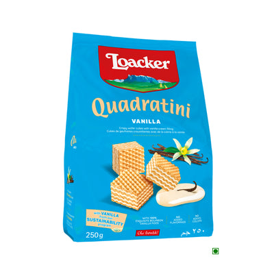 Loacker quadratini vanilla wafers are a delightful treat originating from Italy, made by Loacker.