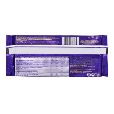 An image of a Cadbury Dairy Milk Chocolate Bar 180g on a white background.