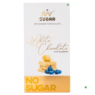 Ray No Sugar White Chocolate with Blueberry 90gm from India.