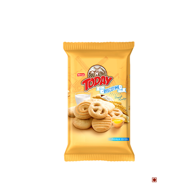 An Elvan Today Biscotime Butter Cookies 200g bag on a white background.