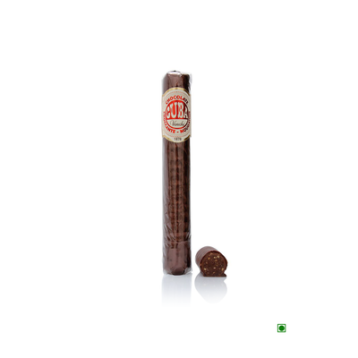 A Venchi Truffle Nougatine Chocolate Cigar 100g with a brown wrapper on a white background.