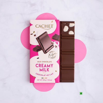 Cachet Creamy Milk Chocolate Belgium 100g bar.