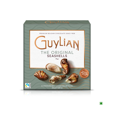 A box of Belgian Guylian Original Seashells Chocolate Giftbox 250g.