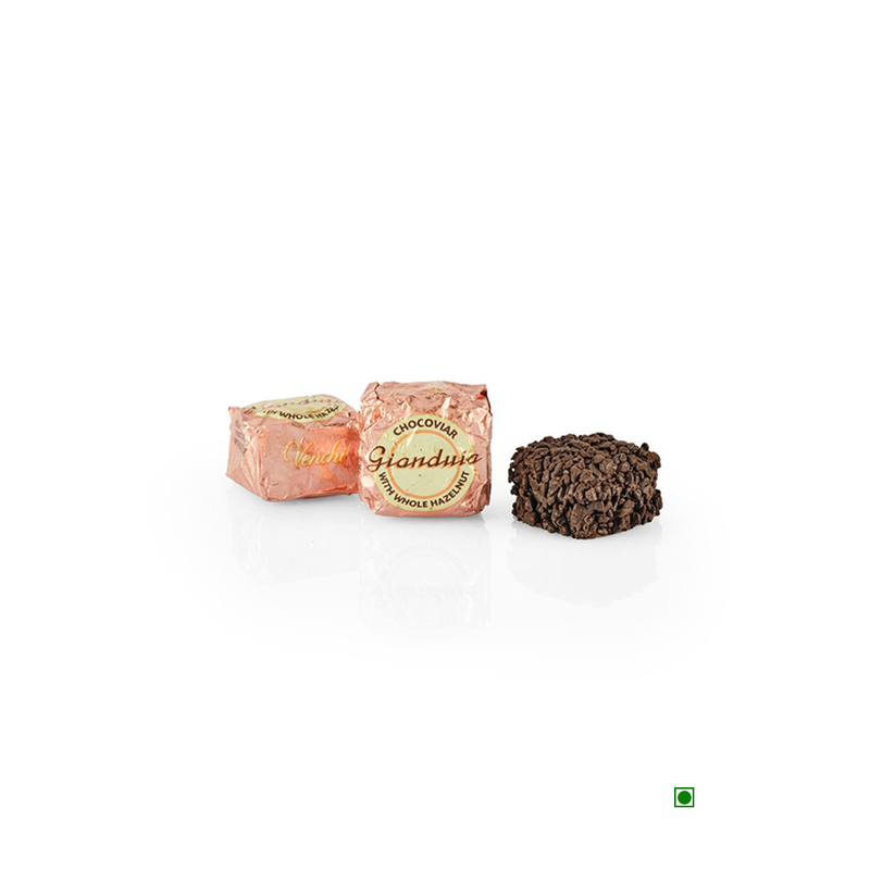 A box of Pick & Mix : Venchi Chocoviar Gianduia 100/250g chocolates and a box of Venchi chocolates on a white surface.
