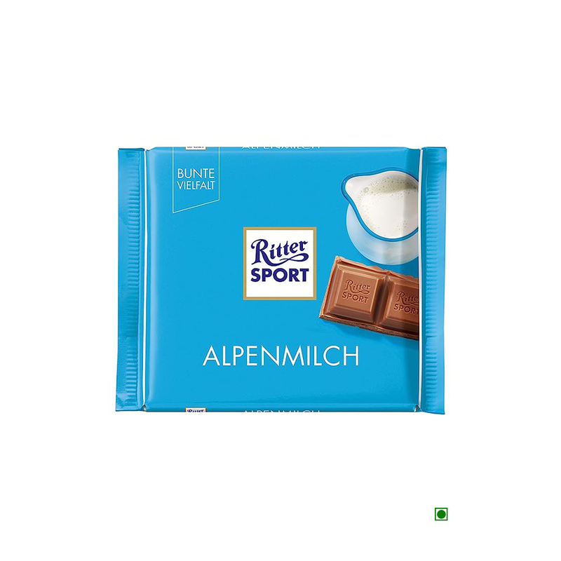 A box of Ritter Sport Alpine Milk Chocolate Bar 100g.