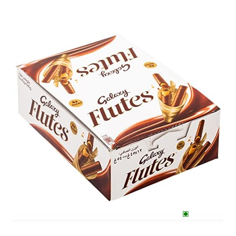 A box of Galaxy Flutes Choco Twin Bar (Pack of 24) 540g on a white background.