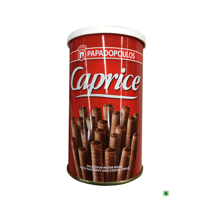 A tin of hazelnut cream Caprice Classic 12x250g sticks on a white background.
