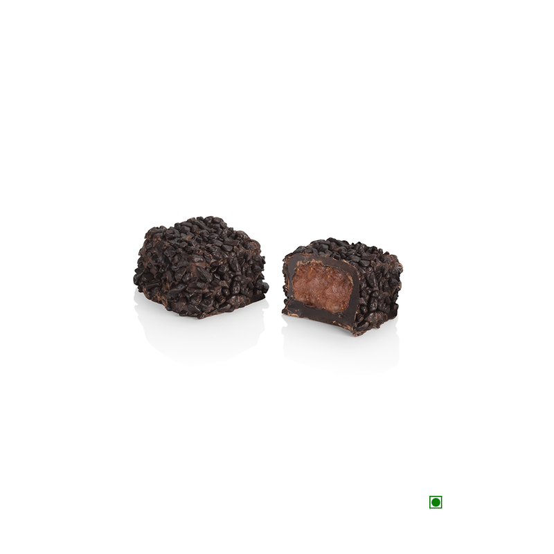 Two pieces of Pick & Mix : Venchi Chocoviar Arancia 100/250g dark chocolate on a white surface.
