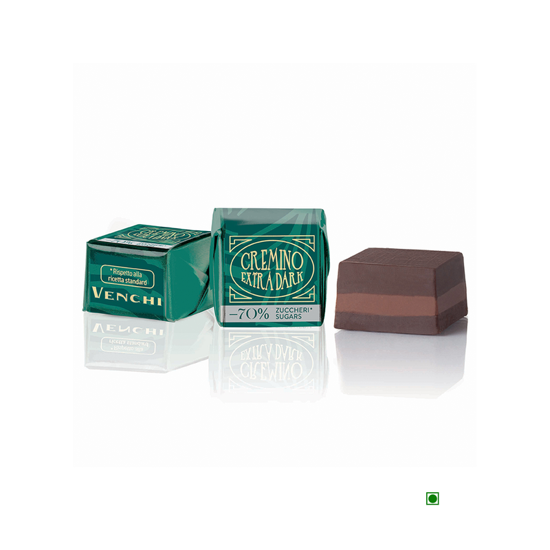 A box of Pick & Mix : Venchi Extra Dark Chocolate Cremino -70% Sugar 100/250g with a green box next to it.