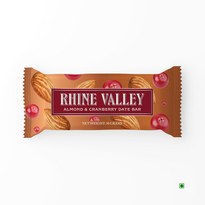 Rhine Valley Almond & Cranberry Date bar and sliced almonds bar.