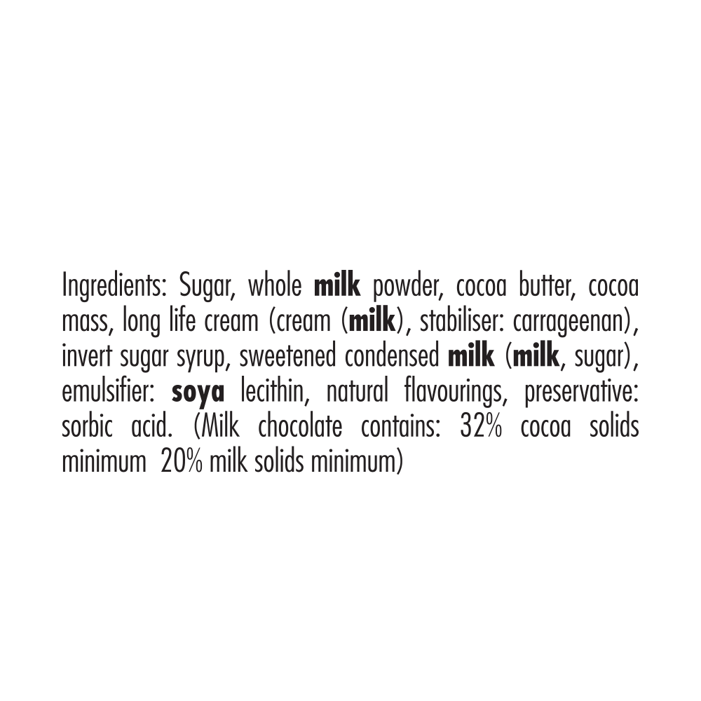 List of ingredients for Butlers Milk Chocolate Truffles Twistwrap 170g, including sugar, whole milk powder from Ireland, and cocoa butter.