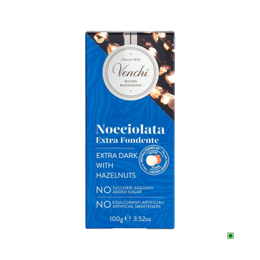 Venchi Extra Dark With Hazelnut No Added Sugar Bar 100g