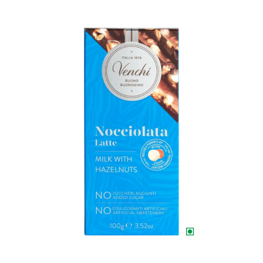 Venchi Milk With Hazelnut Bar No Added Sugar 100G