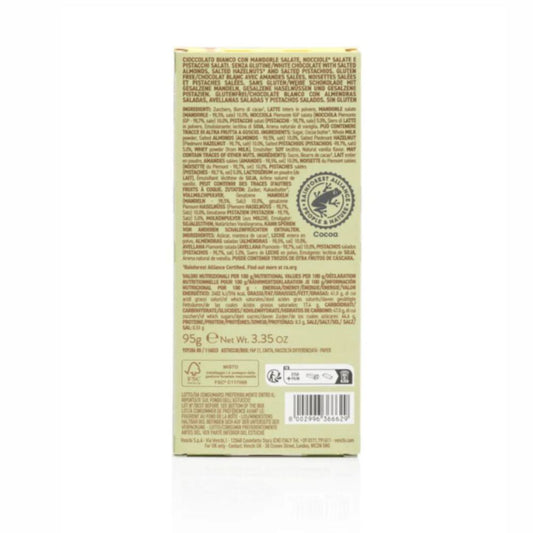 Venchi White Chocolate Salted Nuts Bar 95G
