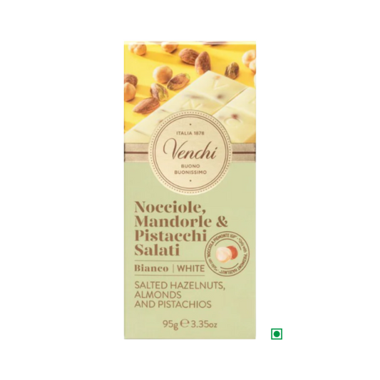 Venchi White Chocolate Salted Nuts Bar 95G