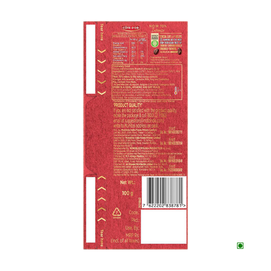 COTE DOR TABLET NOIR 70% 100G