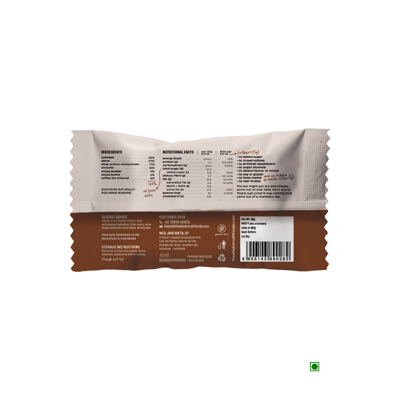 The Whole Truth Coffee Cocoa Protein Bar 55g