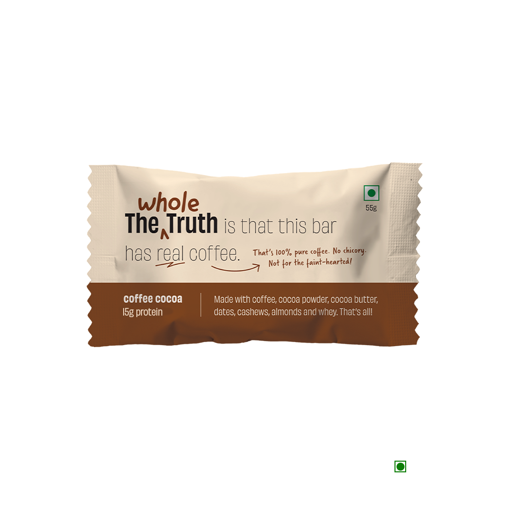 French café-style The Whole Truth Coffee Cocoa Protein Bar 55g.