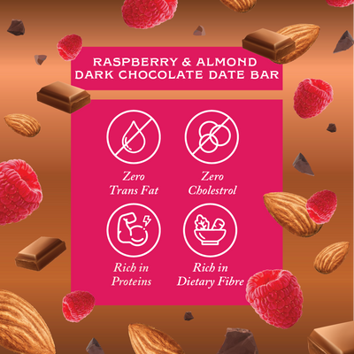 Rhine Valley Raspberry, Almond & Dark Chocolate Date Bar 50g