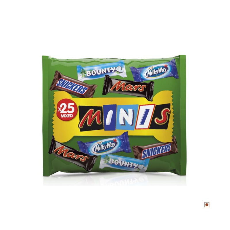 A bag of Mars Mixed Minis Bag 500g chocolate bars on a white background.