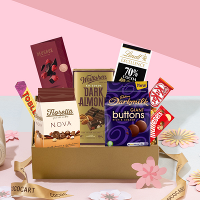 A Ador-A-Box filled with chocolates and flowers from Gift Hampers.