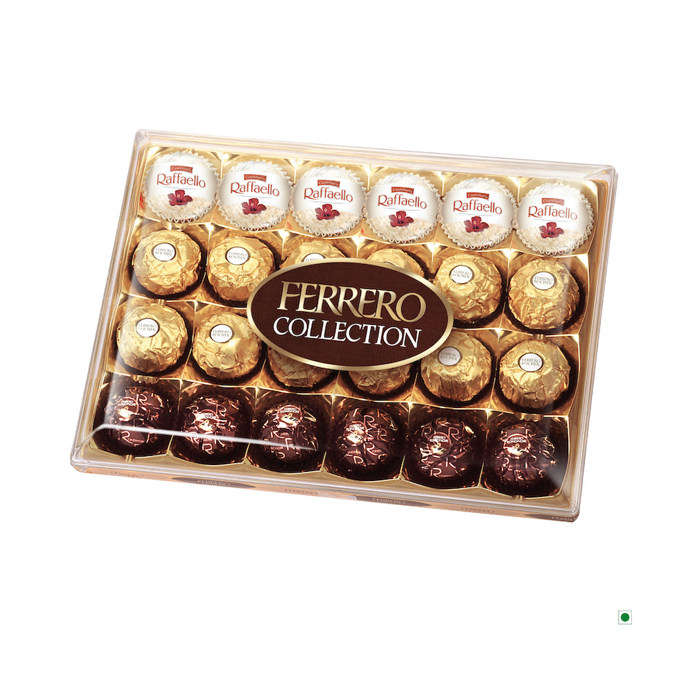 Herberto Ferrero Collection Box T24 269g chocolates in a clear box featuring Ferrero Rocher.