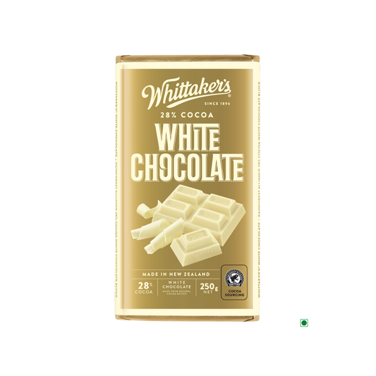 A Whittakers White Bar 250g on a white background.