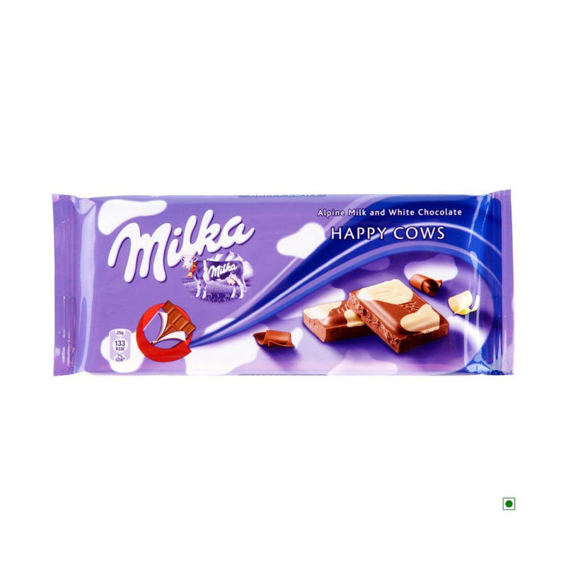 Milka Happy Cows Bar 100g hazelnut chocolate bar.
