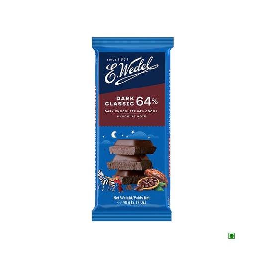 A Wedel Dark 64% Cocoa Chocolate Bar 90g with a Wedel Dark 64% Cocoa Chocolate Bar 90g on it.