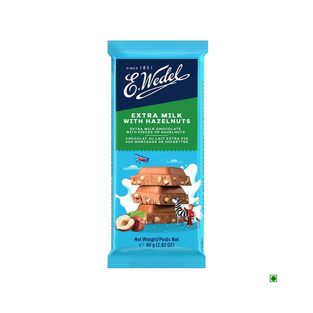 Wedel Extra Milk Chocolate With Hazelnuts Bar 80g.