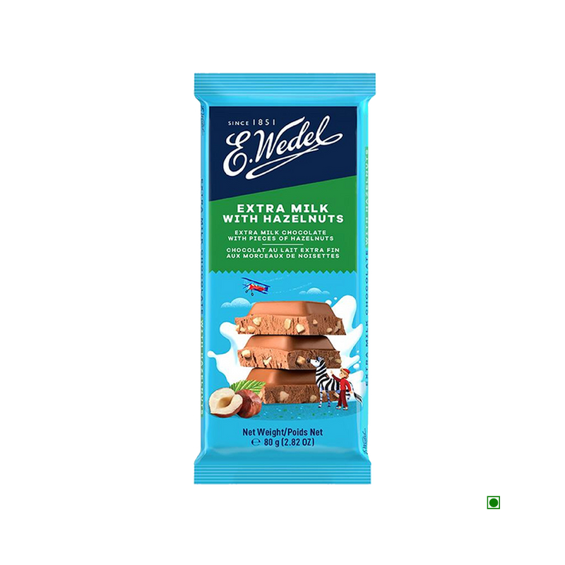 Wedel Extra Milk Chocolate With Hazelnuts Bar 80g.