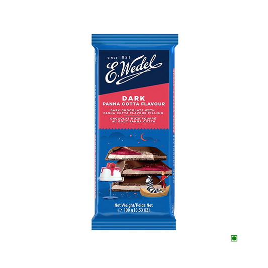 A Wedel dark chocolate bar with a Wedel chocolate bar on top.