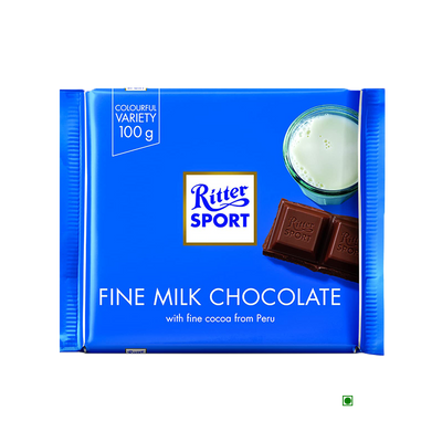 Ritter Sport Fine Milk Chocolate Bar 100g.