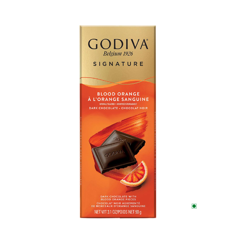 Godiva Dark Blood Orange Bar 90g is the signature chocolate bar from Godiva.