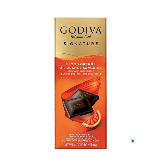 Godiva Dark Blood Orange Bar 90g is the signature chocolate bar from Godiva.