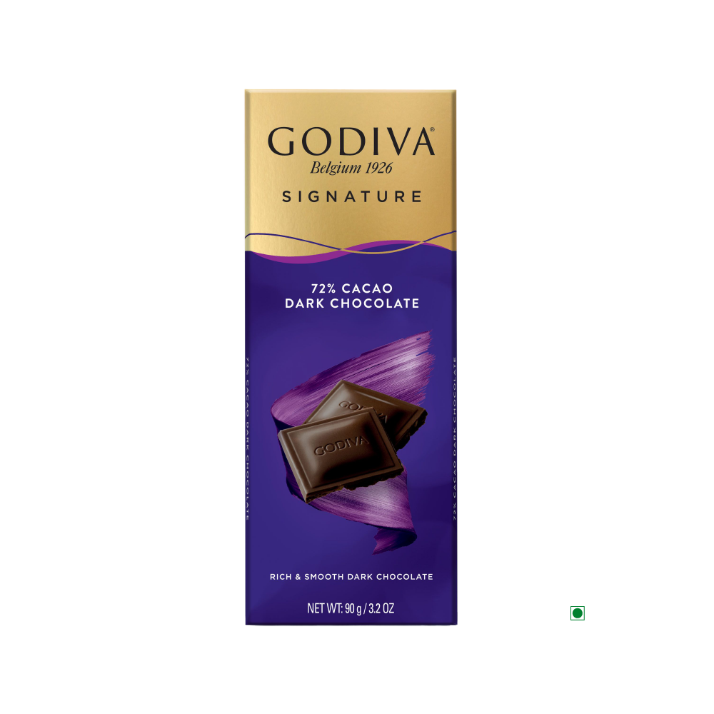 Godiva Dark 72% Bar 90g, a signature dark chocolate bar from Godiva.