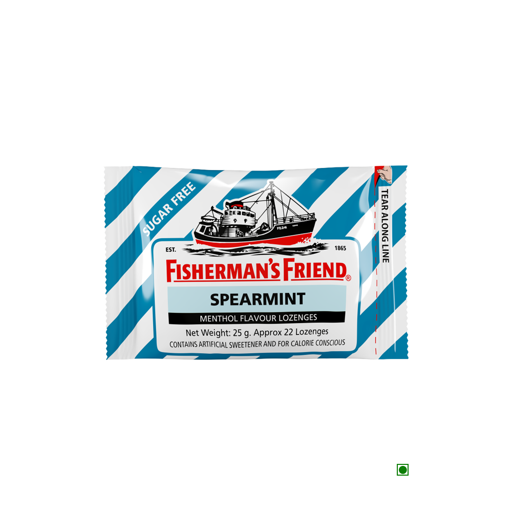 Fisherman's Friend Spearmint 25g is a minty fresh lozenge that helps freshen breath.